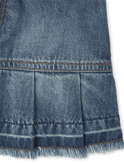 Girls Pleated Denim Skort