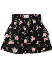 Girls Floral Smocked Tiered Skort