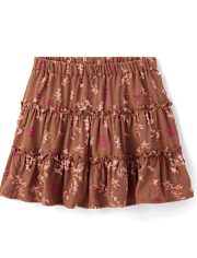 Girls Floral Tiered Skirt