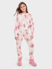 Girls Tie Dye Fleece Jogger Pants