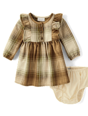 Baby Girls Matching Family Plaid Flannel Shirt Dress