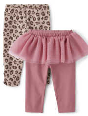 Baby Girls Leopard Tutu Leggings 2-Pack