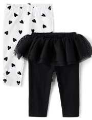 Baby Girls Heart Tutu Leggings 2-Pack