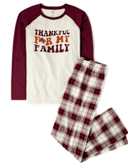 Mens Matching Family Thankful Cotton And Flannel Pajamas