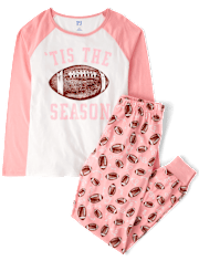 Pijama familiar de algodón de fútbol a juego para mujer