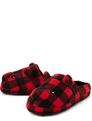 Adulte Famille assortie carreaux Buffalo Bear Pantoufles