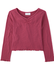 Girls Pointelle Ruched Top