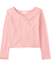 Girls Pointelle Ruched Top