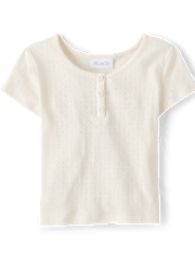 Top de punto con cuello henley para niña