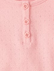 Girls Pointelle Henley Top
