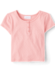 Girls Pointelle Henley Top