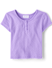 Top de punto con cuello henley para niña