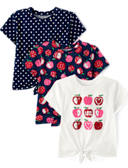 Girls Print Tie Front Top 3-Pack