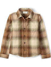 Girls Plaid Flannel Button Up Shirt