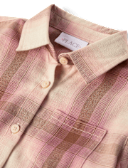 Girls Plaid Flannel Button Up Shirt