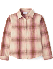Girls Plaid Flannel Button Up Shirt