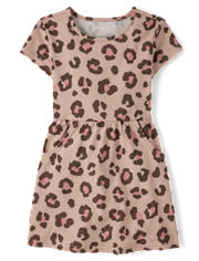 Girls Leopard Pocket Dress