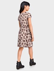 Girls Leopard Pocket Dress