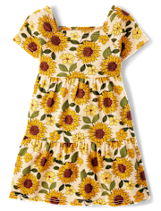 Girls Sunflower Tiered Dress