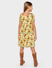 Girls Sunflower Tiered Dress