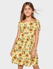 Girls Sunflower Tiered Dress