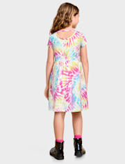 Girls Print Cut Out Dress