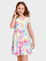 Girls Print Cut Out Dress