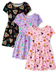 Girls Print Everyday Dress 3-Pack