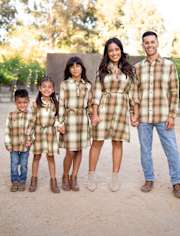 Boys Matching Family Plaid Flannel Button Up Shirt