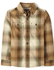 Boys Matching Family Plaid Flannel Button Up Shirt