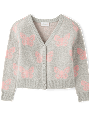 Girls Intarsia Butterfly Cardigan