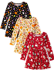 Girls Holiday Everyday Dress 3-Pack