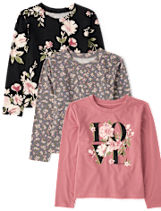 Girls Floral Tee Shirt 3-Pack