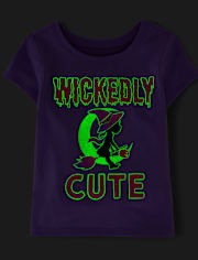 Baby And Toddler Girls Glow Wickedly Cute Graphic Tee