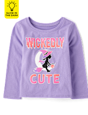 Baby And Toddler Girls Glow Wickedly Cute Graphic Tee