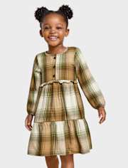 Toddler Girls Matching Family Plaid Flannel Shirt Dress