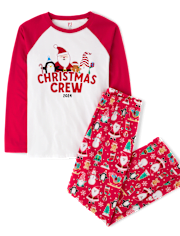 Unisex Adult Matching Family Christmas Crew 2024 Cotton And Microfleece Pajamas