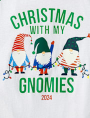 Unisex Adult Matching Family Glow Christmas Gnomies Cotton And Microfleece Pajamas