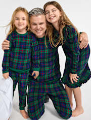 Pijama unisex de microfibra a cuadros familiar a juego para adultos