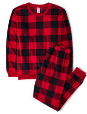 Adult Matching Family Buffalo Plaid Microfleece Pajamas