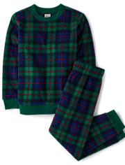 Kids Matching Family Tartan Plaid Microfleece Pajamas