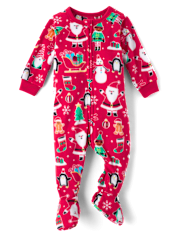 Unisex Baby And Toddler Matching Family Christmas Microfleece Footed One Piece Pajamas