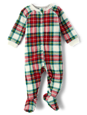 Unisex Baby And Toddler Matching Family Plaid Microfleece Footed One Piece Pajamas