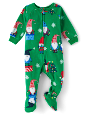 Unisex Baby And Toddler Matching Family Gnomes Microfleece Footed One Piece Pajamas