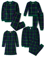 Girls Matching Family Tartan Plaid Microfleece Ruffle Nightgown