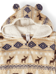 Adult Matching Family Bear Fairisle Microfleece Hooded One Piece Pajamas