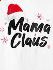Womens Matching Family Mama Claus Cotton And Microfleece Pajamas