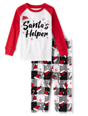 Baby And Toddler Matching Family Santa's Helper Snug Fit Cotton And Microfleece Pajamas