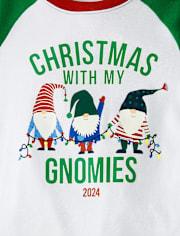 Unisex Kids Matching Family Glow Christmas Gnomies Snug Fit Cotton And Microfleece Pajamas