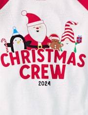 Unisex Kids Matching Family Christmas Crew 2024 Snug Fit Cotton And Microfleece Pajamas